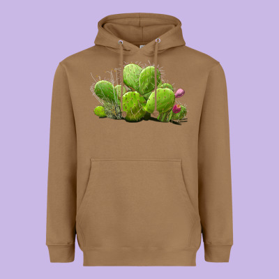 Desert Prickly Pear Cactus Heavyweight Hoodie Designed By Lillyallendesigns