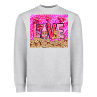 Heather Grey Love gnome with bear tumbler Valentine's Day Heavyweight Sweatshirt - HowdyJamesFarm