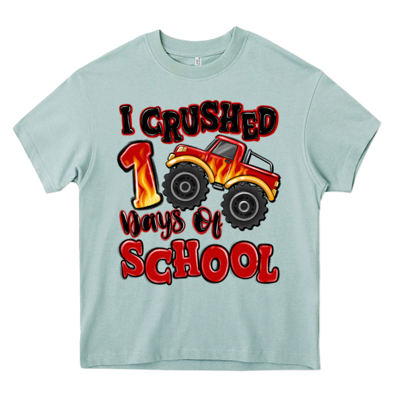 I Crushed 100 Days Of School Monster Truck Heavy Core Tee by MaliasSmallBusiness | Teevron