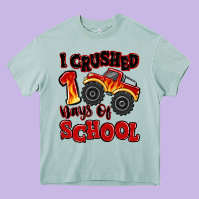 I Crushed 100 Days Of School Monster Truck Heavy Core Tee Designed By Maliassmallbusiness