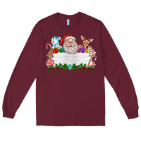Burgundy custom name christmas Long Sleeve Tee - texasbilliewilder