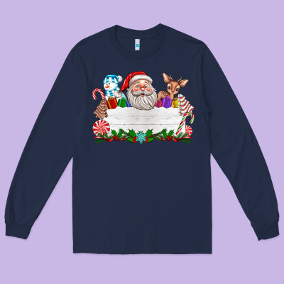 Custom Name Christmas Long Sleeve Tee Designed By Texasbilliewilder
