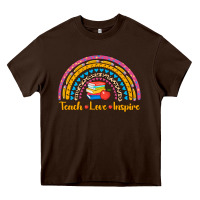 Chocolate Brown back to school rainbow teach love inspire Heavy Core Tee - AdoDesignShop