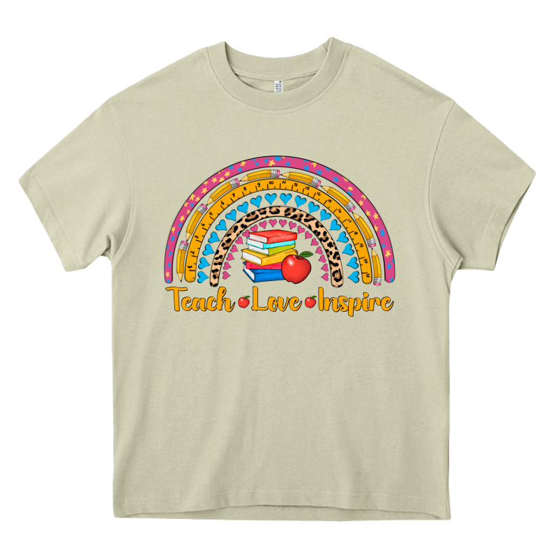 Back To School Rainbow Teach Love Inspire Heavy Core Tee by AdoDesignShop | Teevron