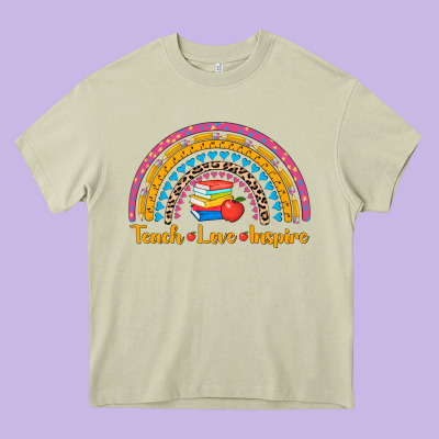 Back To School Rainbow Teach Love Inspire Heavy Core Tee Designed By Adodesignshop