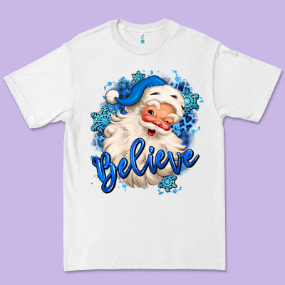 Believe Winter Christmas Santa Claus Premium Tee Designed By Maliassmallbusiness