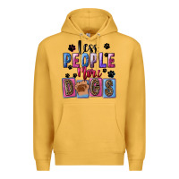 Mustard Less people more dogs Mother's Day Premium Hoodie - FaDigitalArtStudio