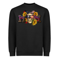 Black american mom skull Heavyweight Sweatshirt - CowGirlArtShop
