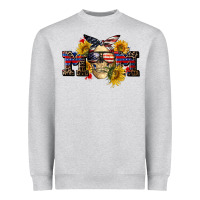 Heather Grey american mom skull Heavyweight Sweatshirt - CowGirlArtShop