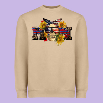 American Mom Skull Heavyweight Sweatshirt Designed By Cowgirlartshop