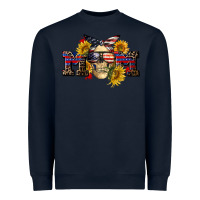 Navy american mom skull Heavyweight Sweatshirt - CowGirlArtShop