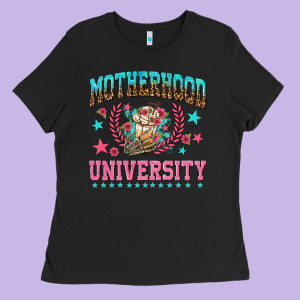 Motherhood University With Coffee Ladies Tee Designed By Nancycooperartshop