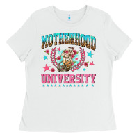 White motherhood university with coffee Ladies Tee - NancyCooperArtShop