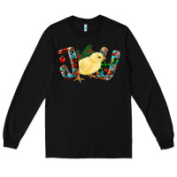 Black Christmas Joy With Chick Long Sleeve Tee - RanaPortraitStore