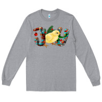 Heather Grey Christmas Joy With Chick Long Sleeve Tee - RanaPortraitStore