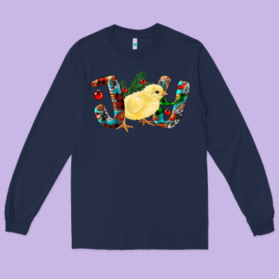 Christmas Joy With Chick Long Sleeve Tee Designed By Ranaportraitstore