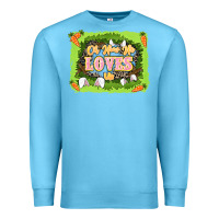 Ocean Blue Oh how he loves us Easter Day Premium Sweatshirt - LillyAllenDesigns