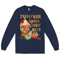 Navy Pumpkin spice livin' my best life Long Sleeve Tee - NancyCooperArtShop