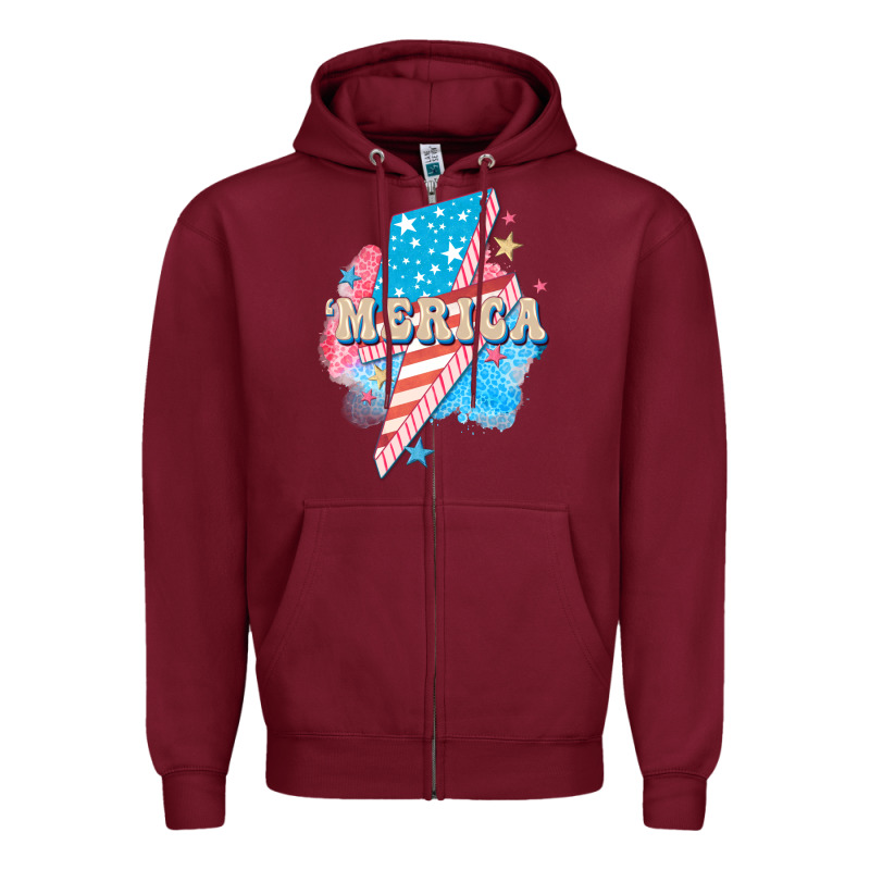 Merica Leopard Lightning Bolt Zipper Hoodie by FaDigitalArtStudio | Teevron