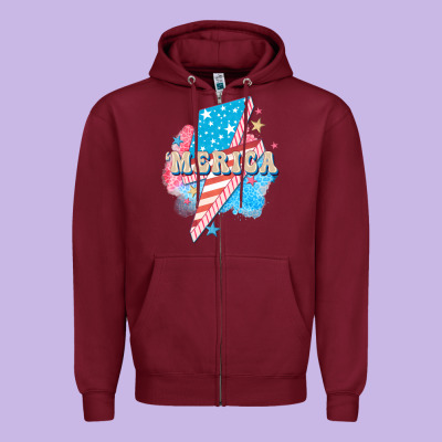 Merica Leopard Lightning Bolt Zipper Hoodie Designed By Fadigitalartstudio