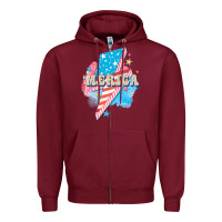 Burgundy Merica leopard lightning bolt Zipper Hoodie - FaDigitalArtStudio