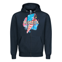 Navy Merica leopard lightning bolt Zipper Hoodie - FaDigitalArtStudio