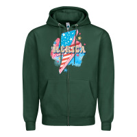Sports Green Merica leopard lightning bolt Zipper Hoodie - FaDigitalArtStudio