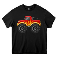 Black monster truck with flames Heavy Core Tee - MaliasSmallBusiness