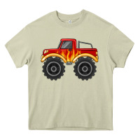 Mossy monster truck with flames Heavy Core Tee - MaliasSmallBusiness