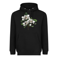 Black Magnolia Flower Illustration Heavyweight Hoodie - LillyAllenDesigns