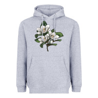 Heather Grey Magnolia Flower Illustration Heavyweight Hoodie - LillyAllenDesigns