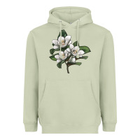 Matcha Magnolia Flower Illustration Heavyweight Hoodie - LillyAllenDesigns