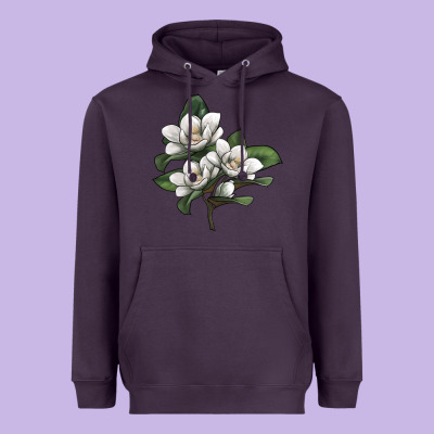 Magnolia Flower Illustration Heavyweight Hoodie Designed By Lillyallendesigns