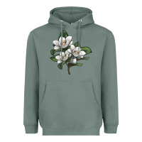 Sage Magnolia Flower Illustration Heavyweight Hoodie - LillyAllenDesigns