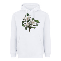 White Magnolia Flower Illustration Heavyweight Hoodie - LillyAllenDesigns