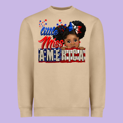 Little Miss America Black Girl Peekaboo Heavyweight Sweatshirt Designed By Cowgirlartshop