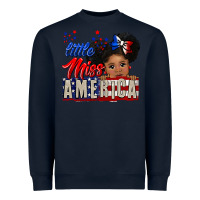 Navy little miss america black girl peekaboo Heavyweight Sweatshirt - CowGirlArtShop