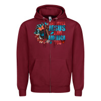 Burgundy She love Jesus and America too Zipper Hoodie - FaDigitalArtStudio