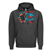 Charcoal Heather She love Jesus and America too Zipper Hoodie - FaDigitalArtStudio