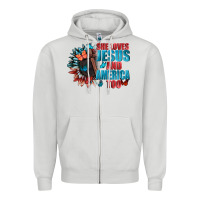 Dove Grey She love Jesus and America too Zipper Hoodie - FaDigitalArtStudio