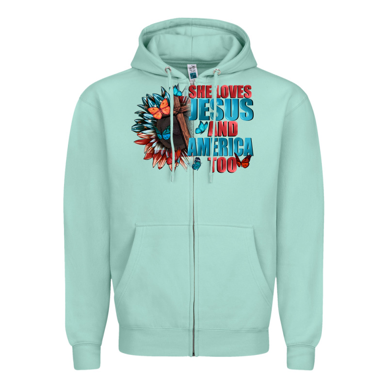 She Love Jesus And America Too Zipper Hoodie by FaDigitalArtStudio | Teevron