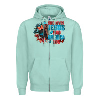 Seafoam She love Jesus and America too Zipper Hoodie - FaDigitalArtStudio