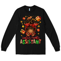 Black santa's favorite assistant afro messy bun Long Sleeve Tee - texasbilliewilder
