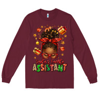 Burgundy santa's favorite assistant afro messy bun Long Sleeve Tee - texasbilliewilder