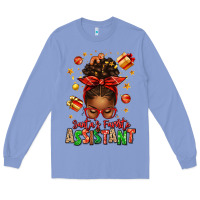 Colony Blue santa's favorite assistant afro messy bun Long Sleeve Tee - texasbilliewilder