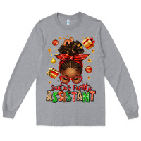 Heather Grey santa's favorite assistant afro messy bun Long Sleeve Tee - texasbilliewilder