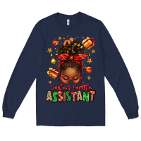 Navy santa's favorite assistant afro messy bun Long Sleeve Tee - texasbilliewilder