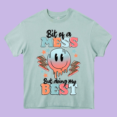 Bit Of A Mess But Doing My Best Heavy Core Tee Designed By Maliassmallbusiness