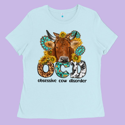 Obsessive Cow Disorder Ladies Tee Designed By Nancycooperartshop