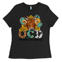 Black obsessive cow disorder Ladies Tee - NancyCooperArtShop